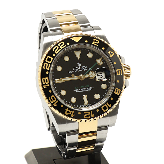 美品 ロレックス GMTマスター2 116713LN ランダム SS/YG 自動巻 ブラック 磨き済 ROLEX メンズ腕時計の画像2