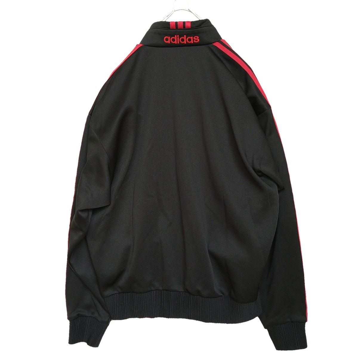 90s adidas アディダス トラックジャケット デサント ジャージ 黒/赤 トレフォイル