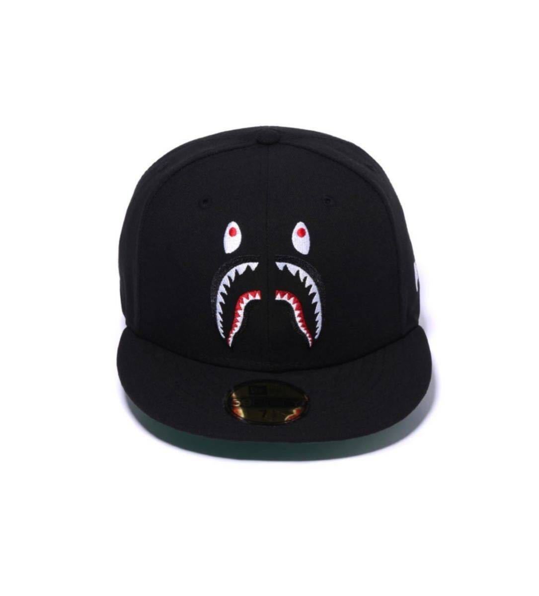 【送料無料】【新品】A BATHING APE アベイシング エイプ ベイプ SHARK NEW ERA 59FIFTY CAP M シャーク　ニューエラ　キャップ ブラック