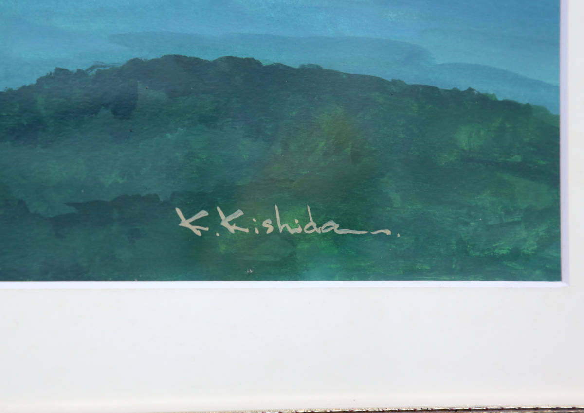 風師山展望台からの下関市関門海峡水彩画 パノラマ特大サイズ
