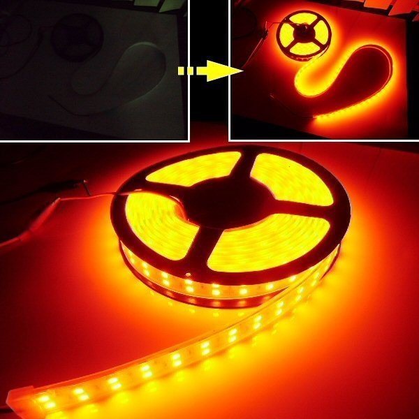 12v 5m to coil with cover LED tape light amber orange waterproof working light normal car ship for boat fluorescent lamp compilation fish light navigation lights free shipping /3
