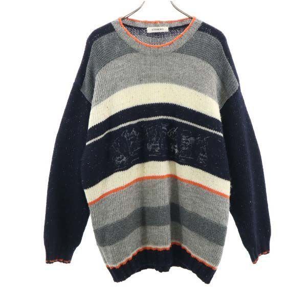 50％OFF】 ウール混 ニット 長袖 ICEBERG×PEANUT 黒系 セーター