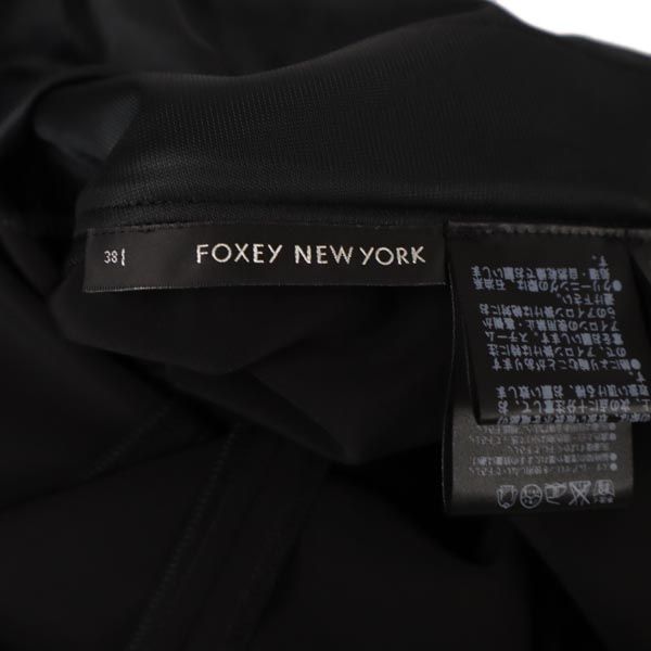 未使用 フォクシー 日本製 半袖 ワンピース 38 黒 FOXEY NEW YORK ビジュー衿 レディース 220914_画像9