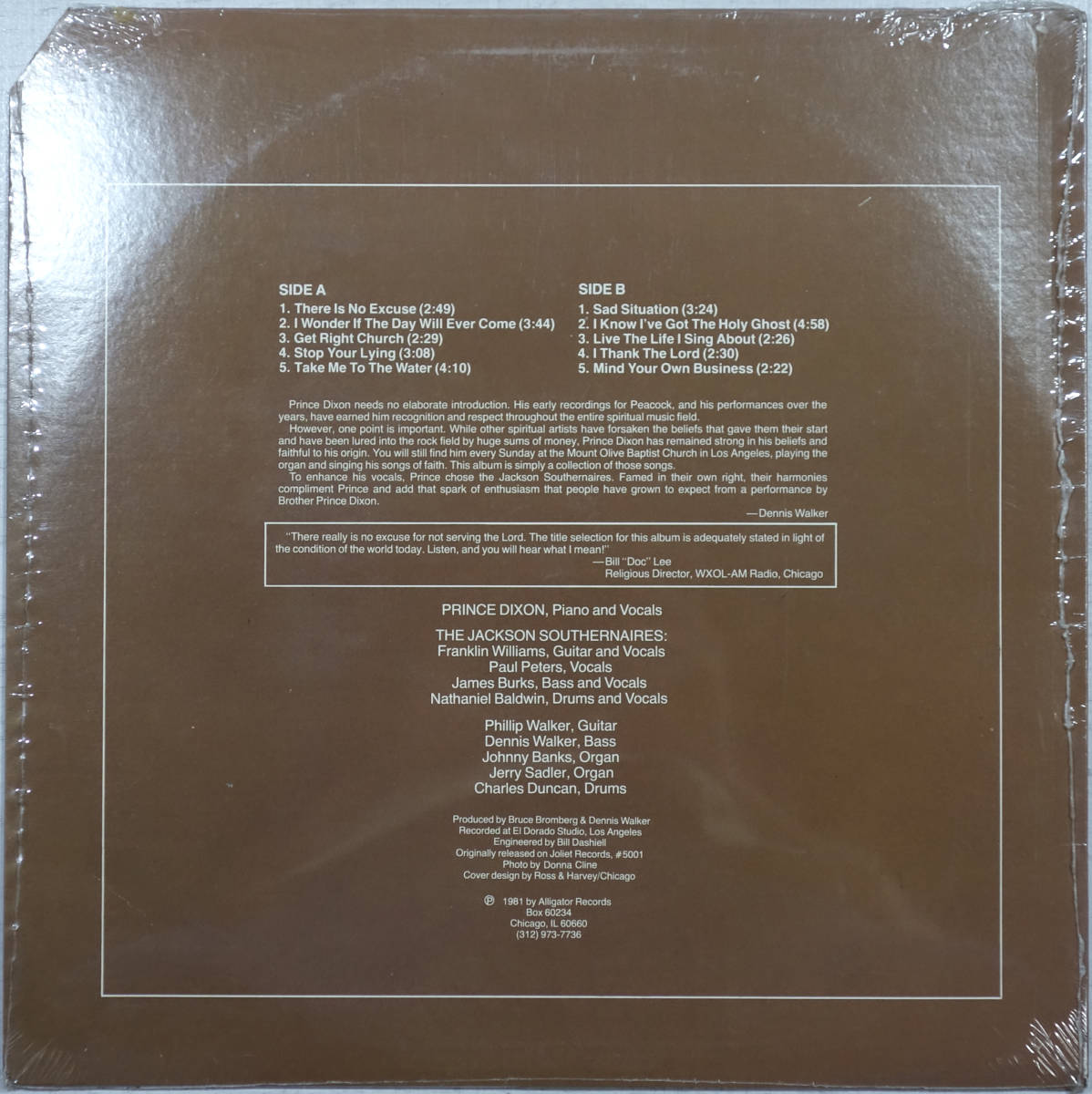 ◆PRINCE DIXON with THE JACKSON SOUTHERNAIRES/THERE IS NO EXCUSE (US LP/Sealed) -Alligator_画像2