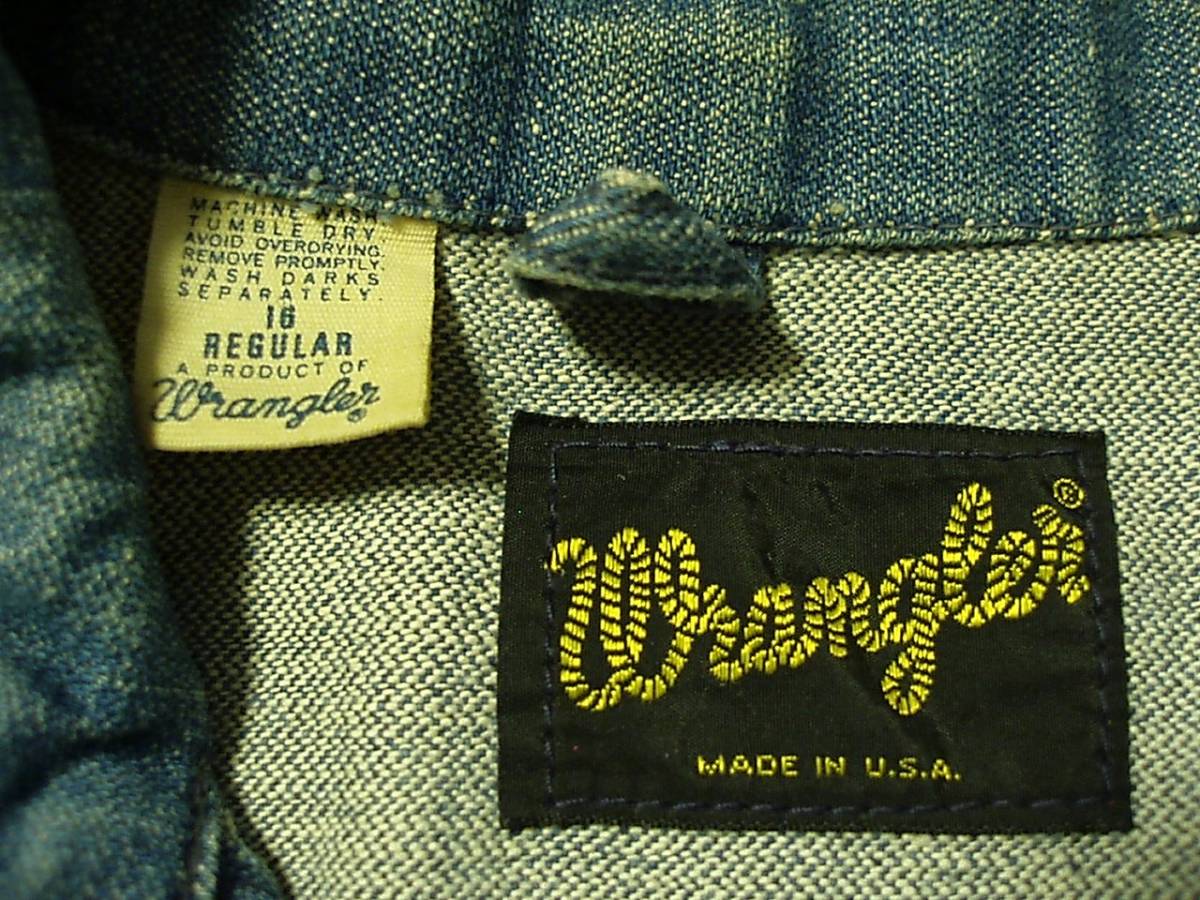*Wrangler Wrangler 111MJ Denim jacket ( Kids 16) 70*S Vintage USA made black tag old clothes lady's 