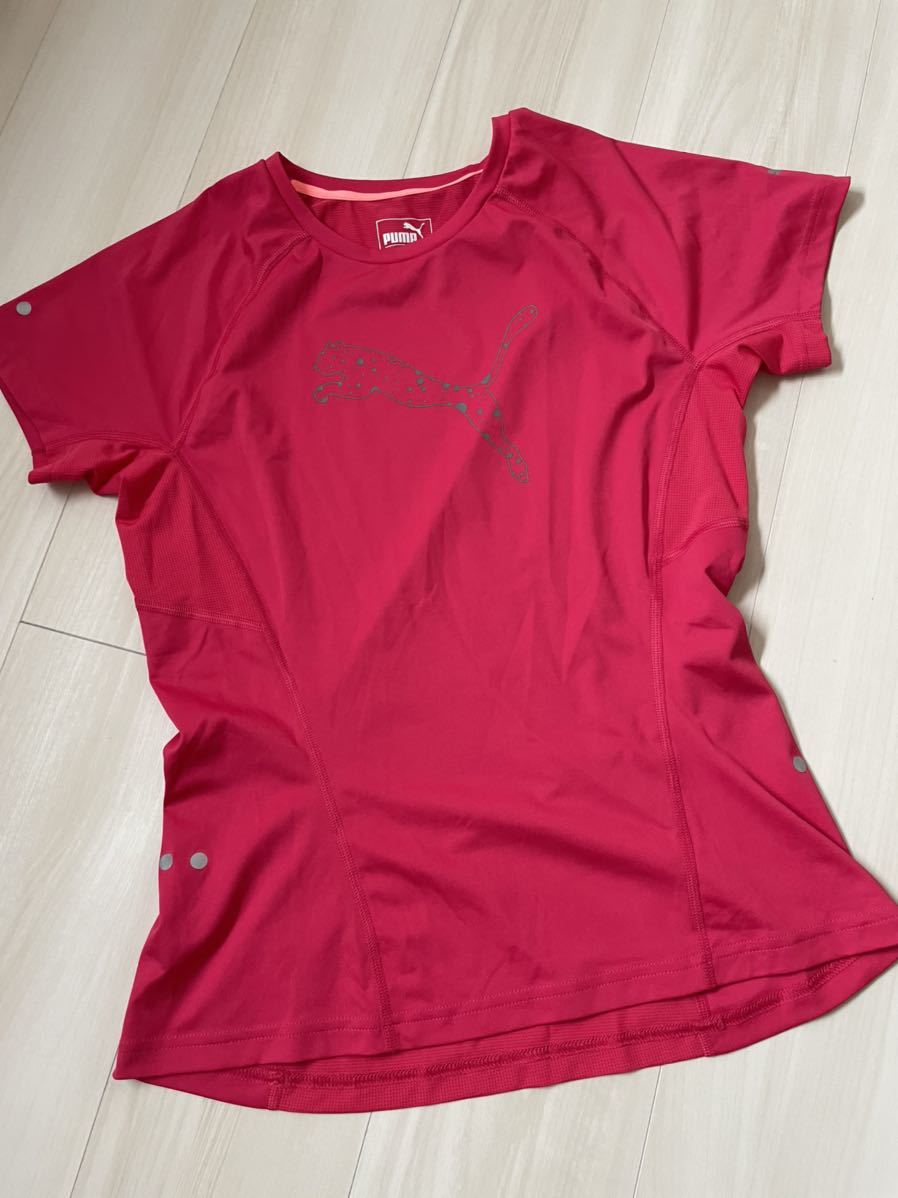 PUMA プーマ 半袖 Tシャツ　トレーニング ウェア スポーツ レディース M　ピンク系 ※_画像1