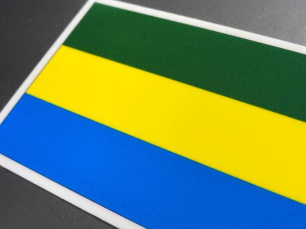 1■_ガボン共和国国旗ステッカー Sサイズ 5x7.5cm 1枚即買■Gabon Flag sticker decal 即買 アフリカ 耐水シール AF_画像2