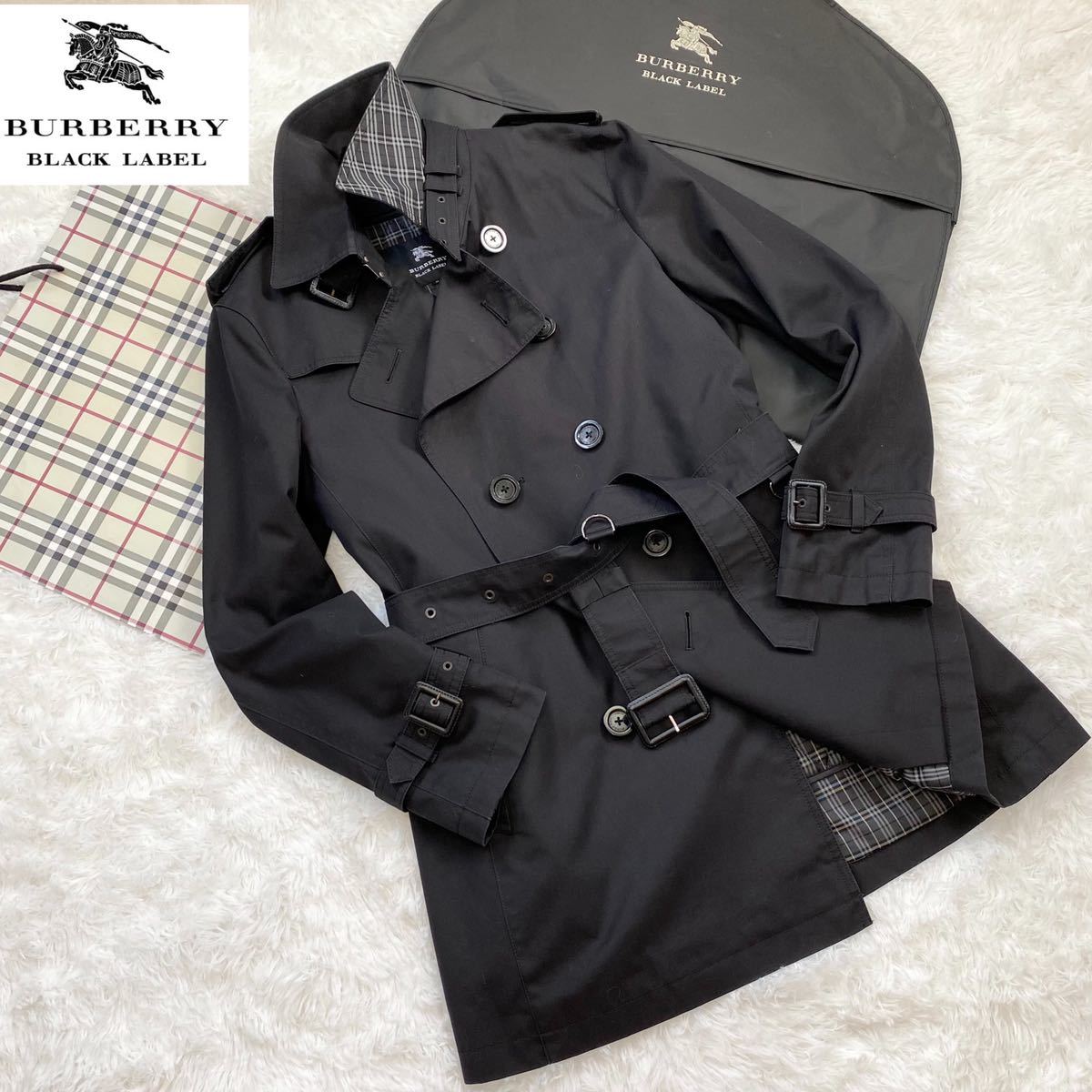 美品】BURBERRY BLACK LABEL バーバリー トレンチコート 黒-