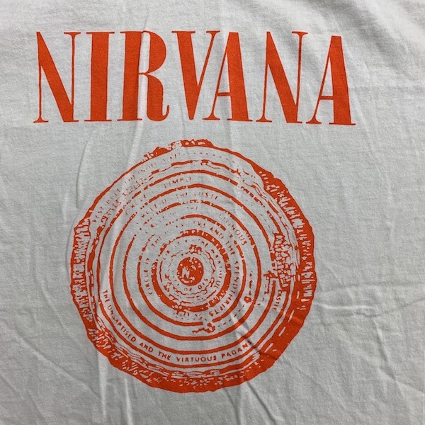 NIRVANA T-shirt 90s USA Vintage single stitch niru burner KURT COBAIN Cart ko bar nHOLE hole lock T band T