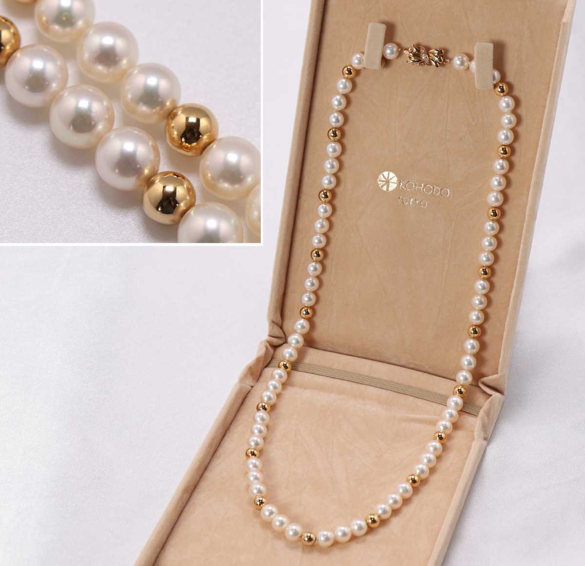 CAK30/ K18 made natural pearl necklace book@ pearl total length 53cm diamond 0.3ct design necklace high class jewelry 18 gold 