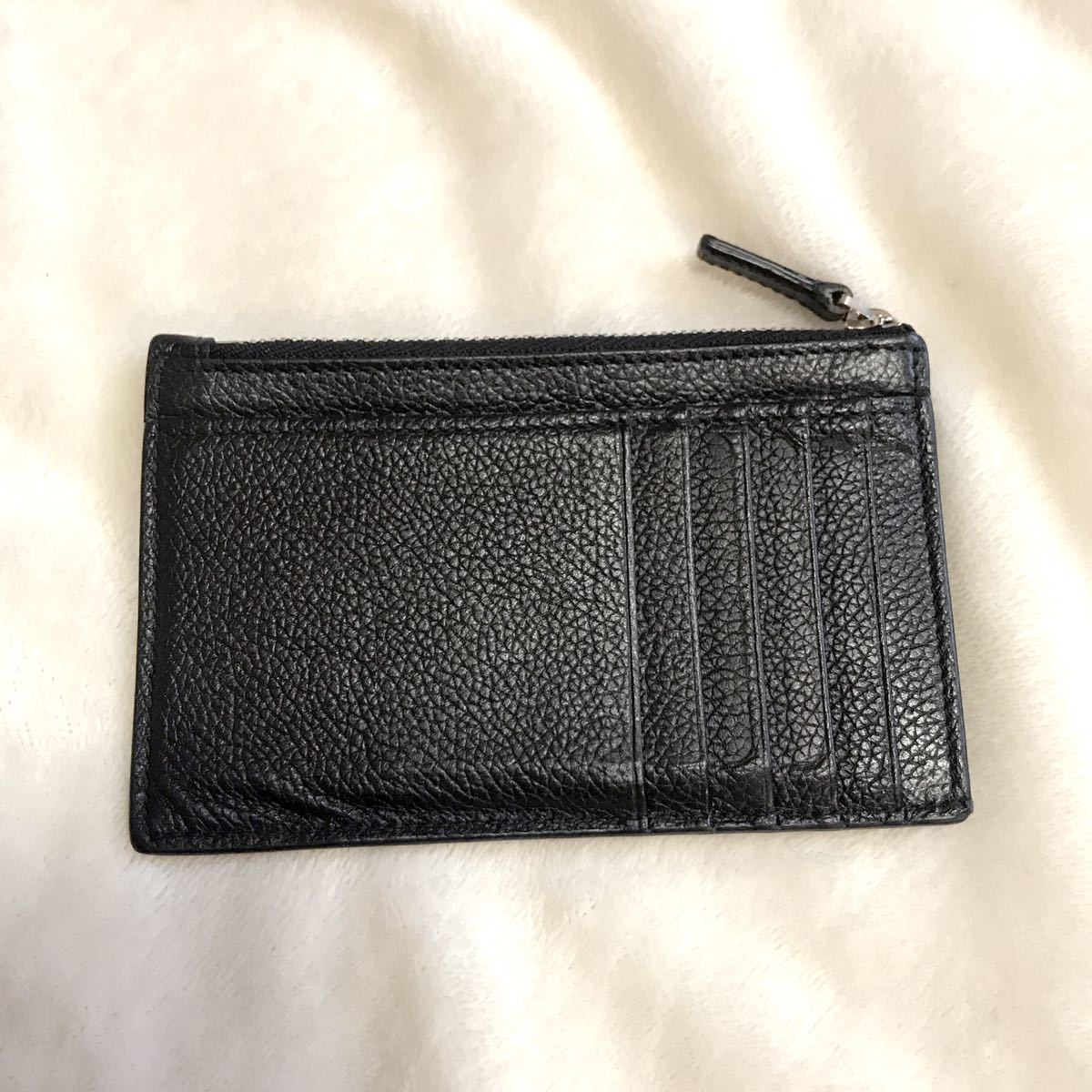  postage included [ beautiful goods ] Balenciaga Logo coin case change purse . card inserting coin case purse wallet Zip fastener leather brand 