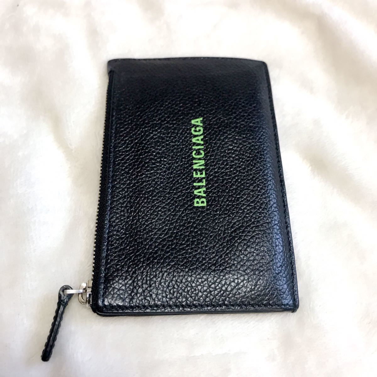  postage included [ beautiful goods ] Balenciaga Logo coin case change purse . card inserting coin case purse wallet Zip fastener leather brand 