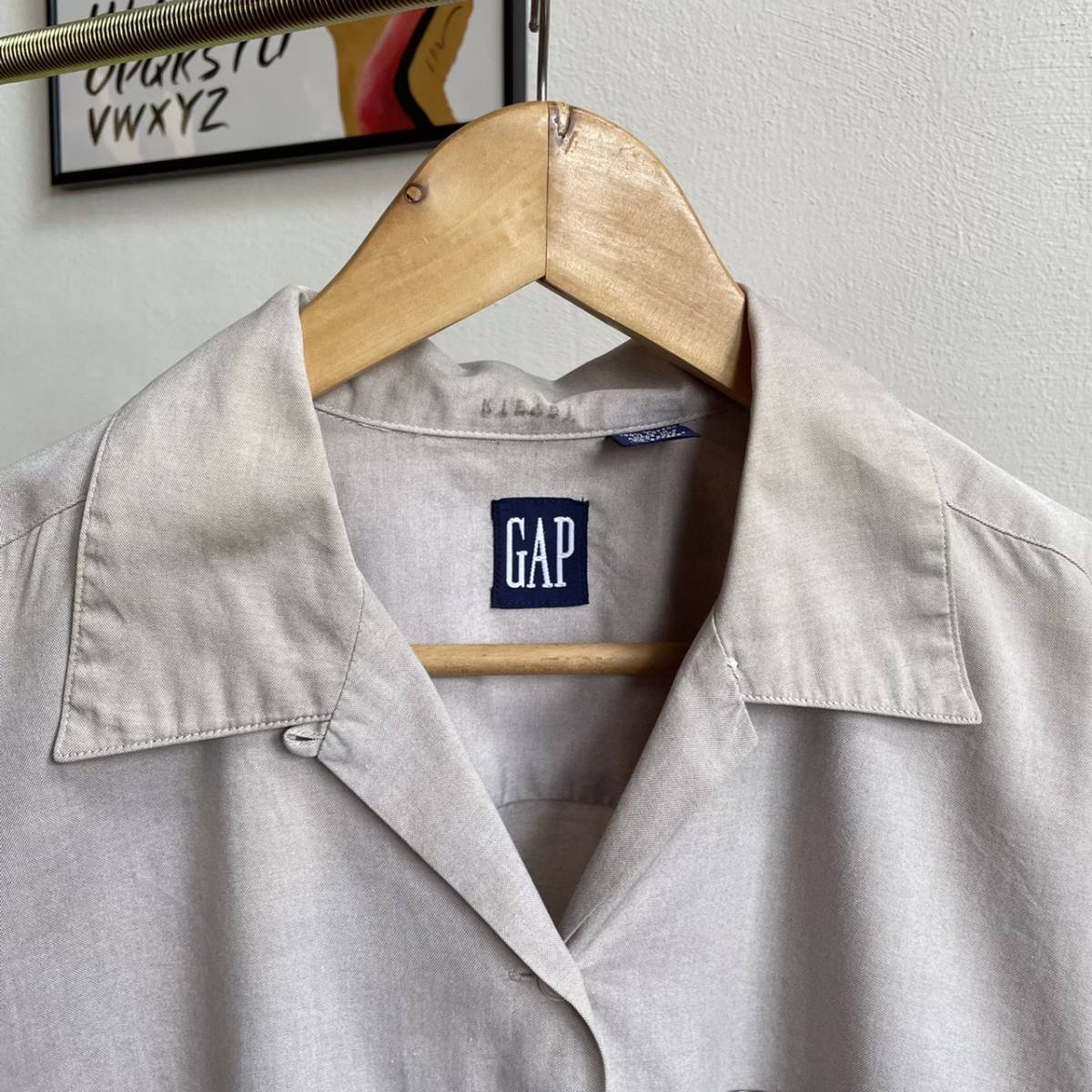 古着 90s OLD GAP オープンカラー長袖シャツ 無地 レディース ギャップ USA古着 C53_画像4