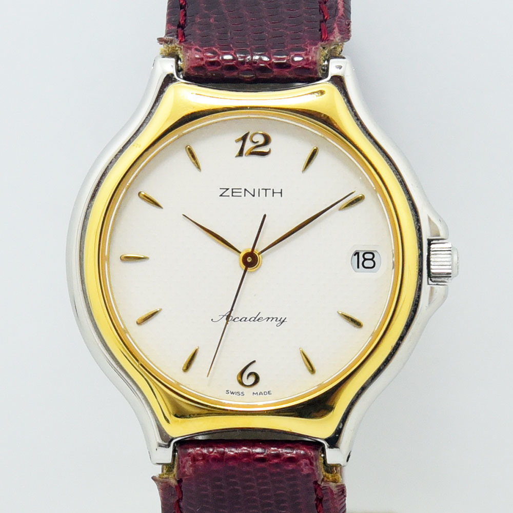 ゼニス 中古 メンズ ZENITH アカデミー 59.6000.226 クォーツ SS ステンレススチール GP レザー ホワイト_画像1