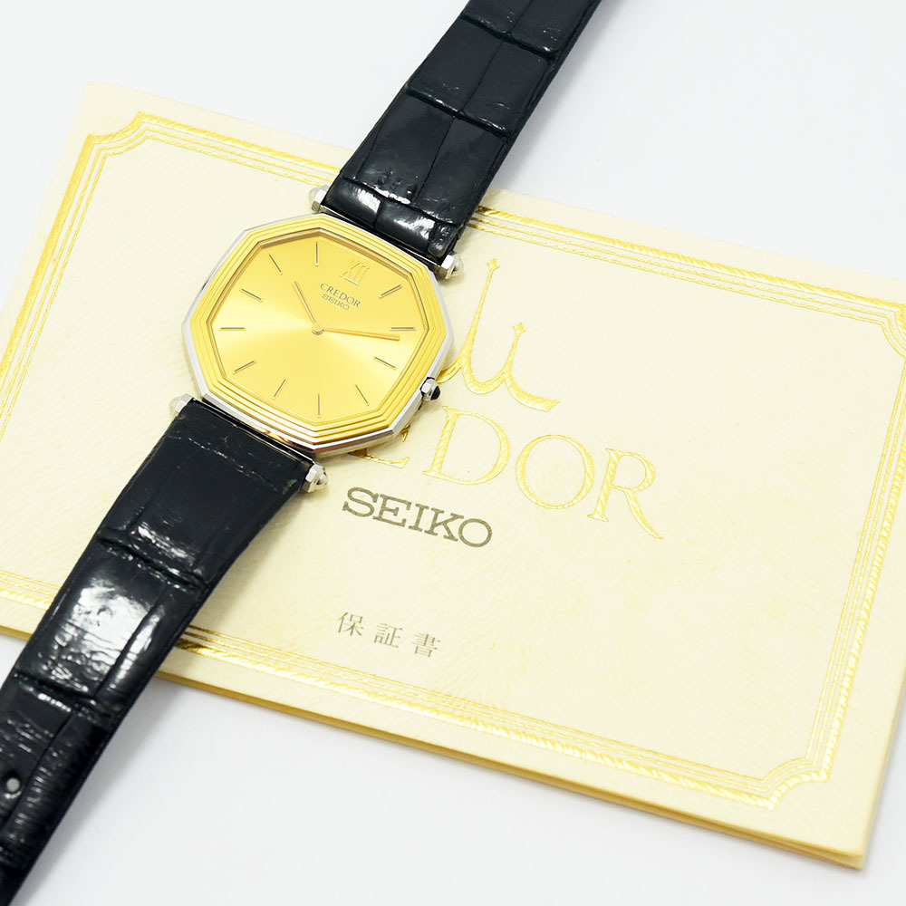 セイコー 中古 メンズ SEIKO クレドール CREDOR 9300-5060 クォーツ SS ステンレススチール 14K レザー ゴールド_画像10