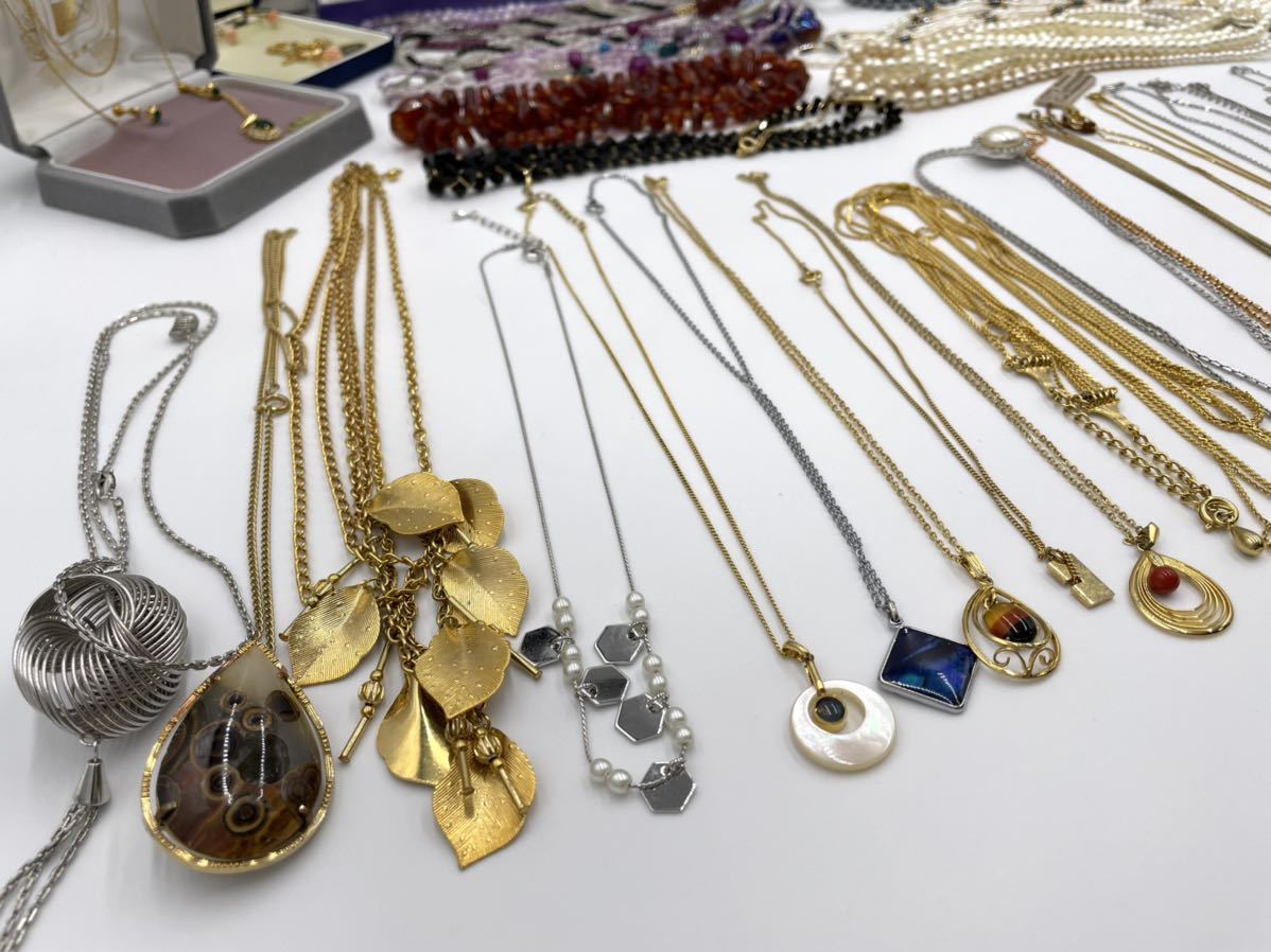 パール 琥珀 珊瑚 水晶 ネックレス4本セット アクセサリー ネックレス
