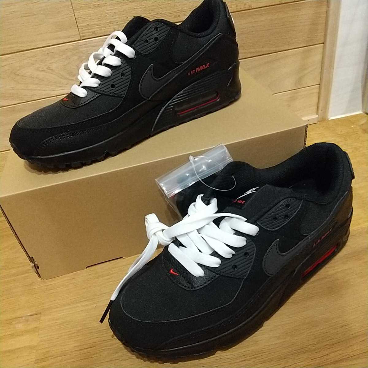 25cm 正規品 Nike Air Max 90 Black/Sports Red/White ナイキ エア 