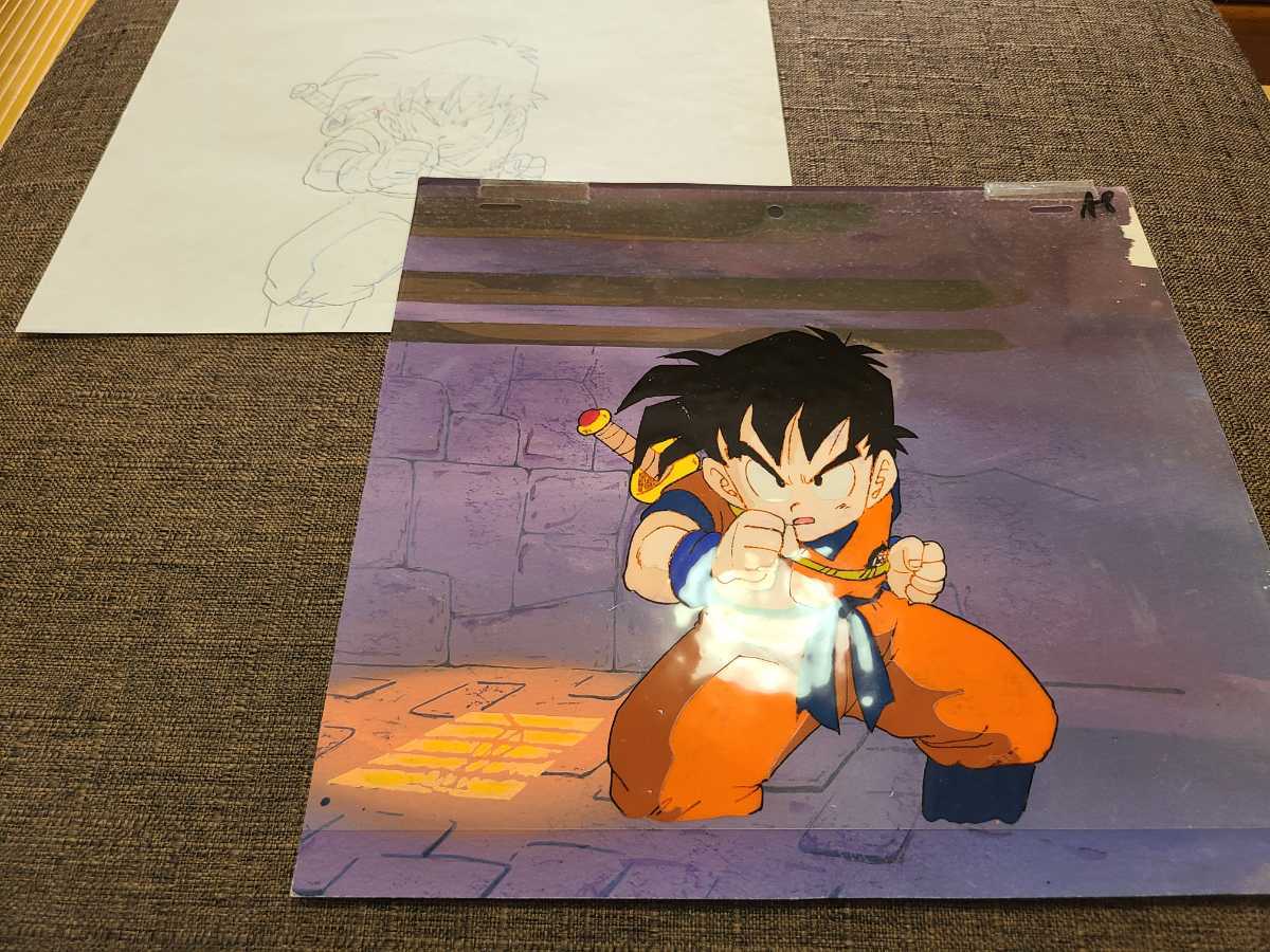 【お宝】DRAGON BALL　セル画　孫悟飯　少年時代　直筆背景・直筆動画付き　セット　ドラゴンボール　　鳥山明