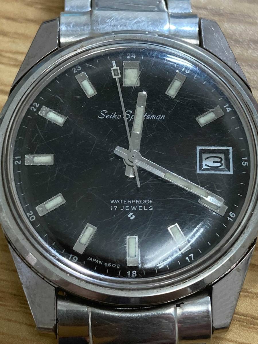 1円~ セイコー スポーツマン 6602-9982 17石 手巻き 稼働品 ブラック文字盤 ビンテージ ウオッチ SEIKO SPORTSMAN 17JEWELS