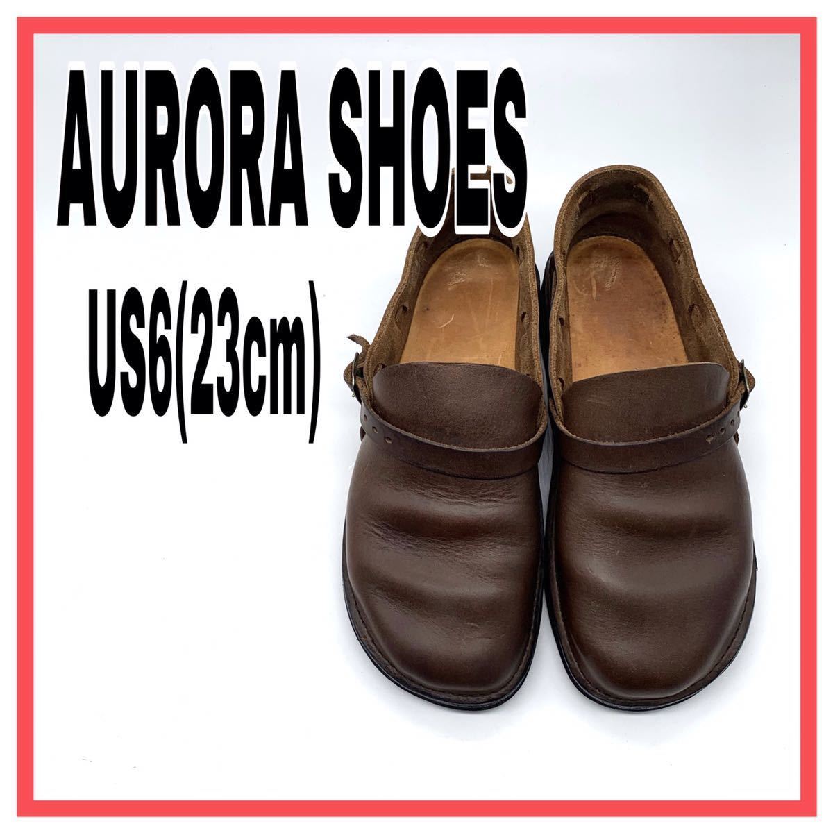 レディース AURORA SHOES オーロラシューズ Middle English ミドルイングリッシュ スリッポン ストラップシューズ レザー  US6 23cm USA