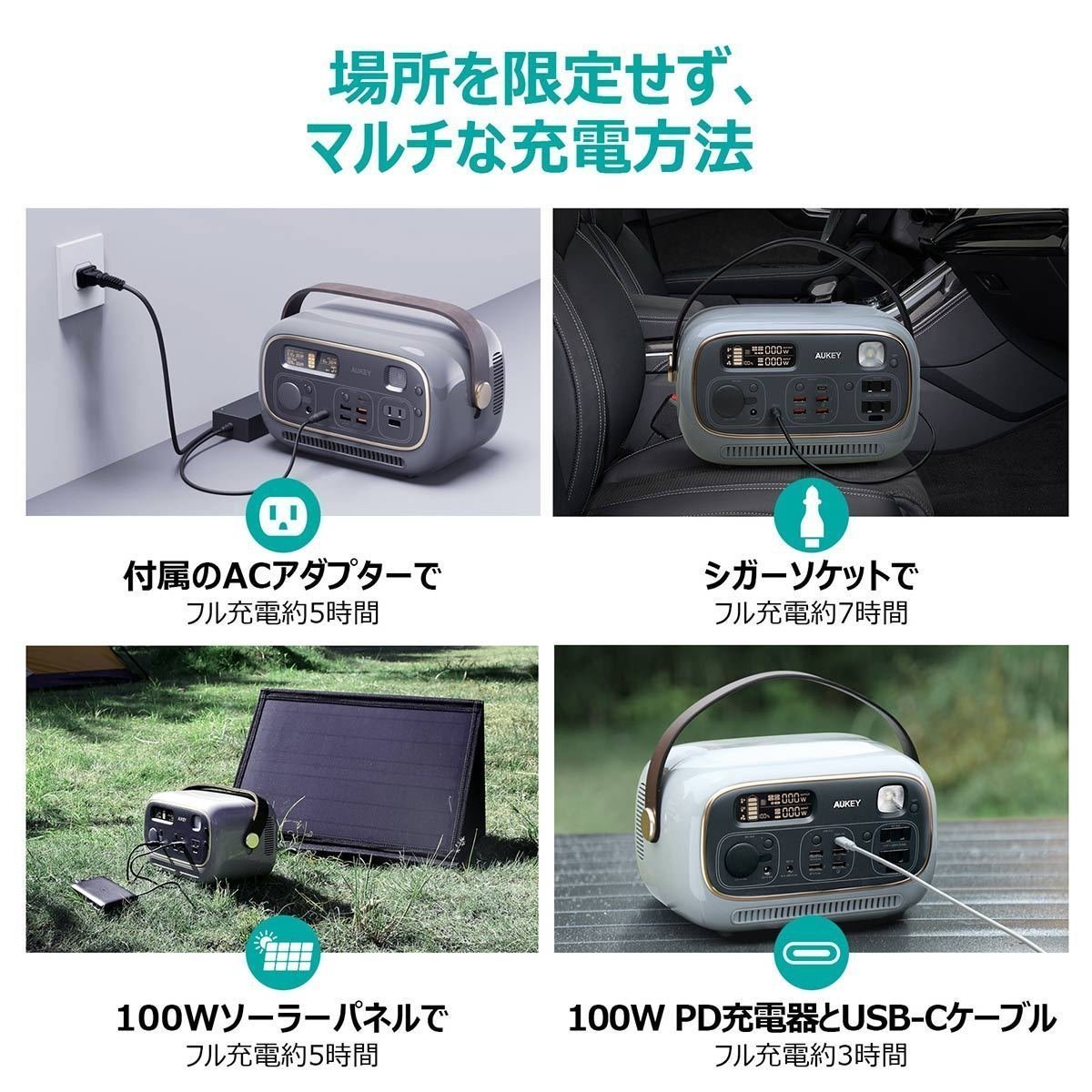 AUKEY オーキー ポータブル電源 Power Studio 300 《グレー》 297Wh PS