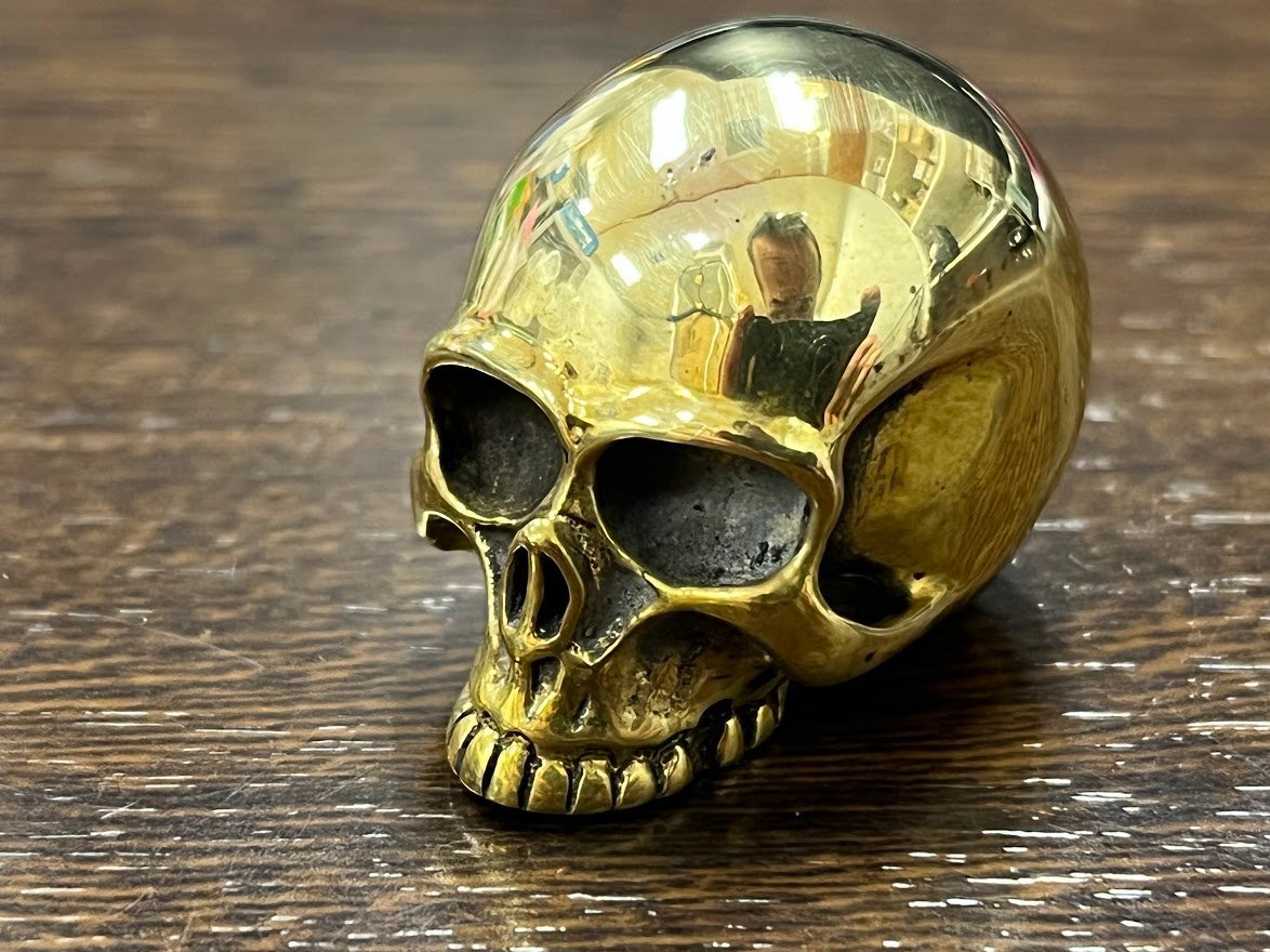  brass brass Skull shift knob Harley Ame car key key top skeleton cane mascot ornament shift lever gear knob old car hot rod 