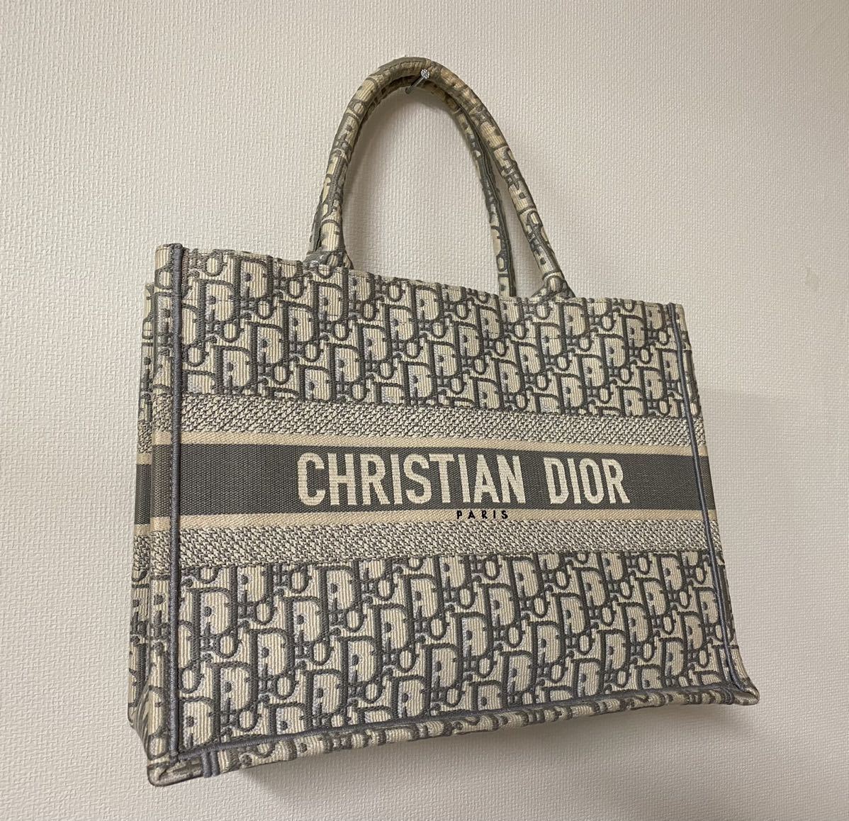 正規品数回使用美品 Christian Dior クリスチャン ディオール オブリーク ブックトート スモール キャンバス グレー 売り切り 本物