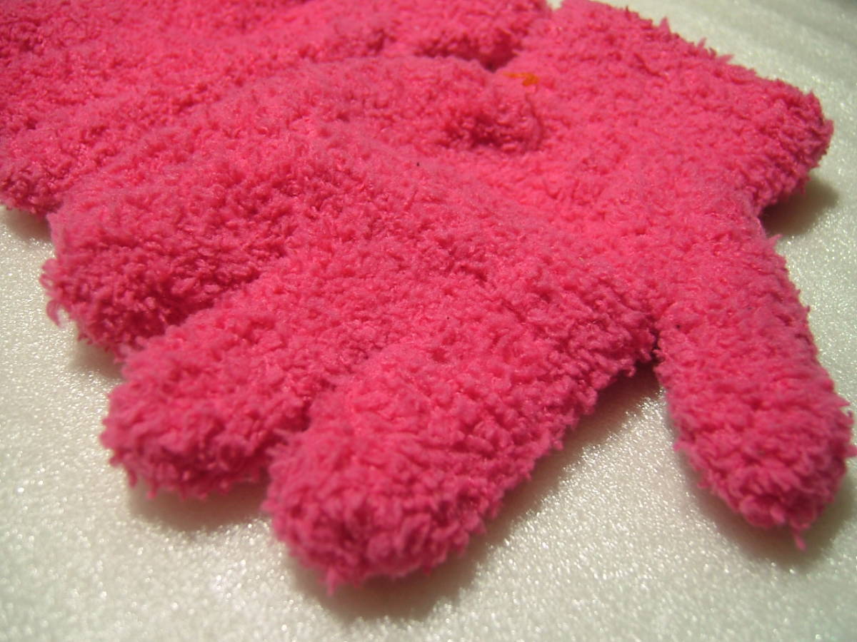  Kids gloves fleece gloves pink, length 13.5cm stretch table reverse side same pattern for children gloves 