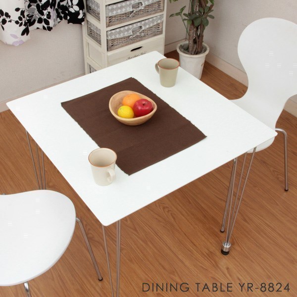 送料無料/ダイニングテーブル 2人用 スタイリッシュ クロムメッキ シンプル 美しい鏡面(PU塗装)仕上げ 食卓 幅75㎝ 高さ72㎝ ホワイト/新品 - 1