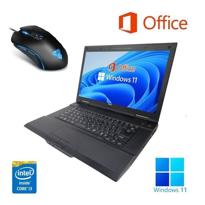 【サポート付き】NEC VA-N Windows11 Core i3 大容量メモリー:8GB 大容量SSD:128GB Office 2019 & 最新版 ゲーミングマウス X9 USB有線