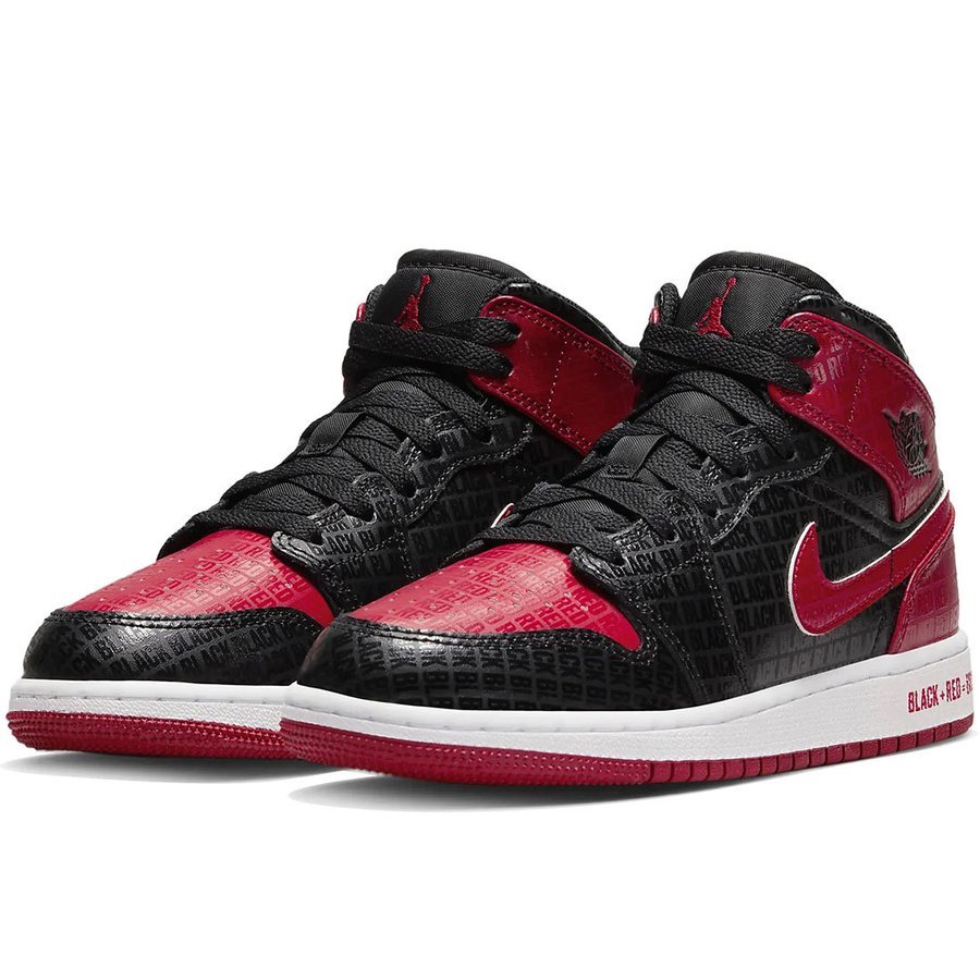 即決 送料無料 23cm●ナイキ エア ジョーダン 1 ミッド SS ブレッド NIKE J AIR JORDAN 1 MID SS GS 黒 赤 DM9650-001 AJ_画像1