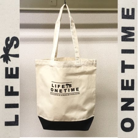 送料込■オリジナル LIFE IS ONE TIME キャンバス トートバッグ■ナチュラル■海 サーフィン アウトドア 旅行 リバーサル FEVR windandsea_画像1