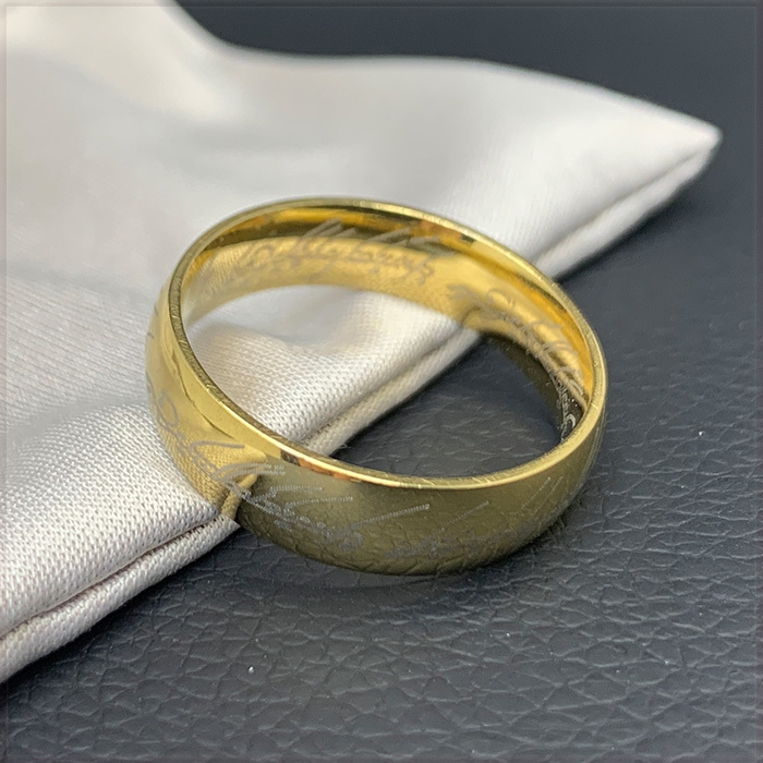 [RING] Yellow Gold Color Lord Of The Ring Gold цвет load *ob* The * кольцо копия 6mm кольцо 16 номер (4g) [ бесплатная доставка ]