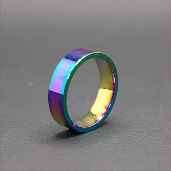 [RING] Titanium Stainless Rainbow Ring チタン ヒート グラデーション レインボー 6mm 平打フラット リング 31号 (6.6g) 【送料無料】_画像3