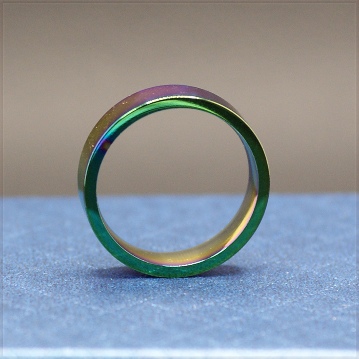 [RING] Titanium Stainless Rainbow Ring チタン ヒート グラデーション レインボー 6mm 平打フラット リング 31号 (6.6g) 【送料無料】_画像6