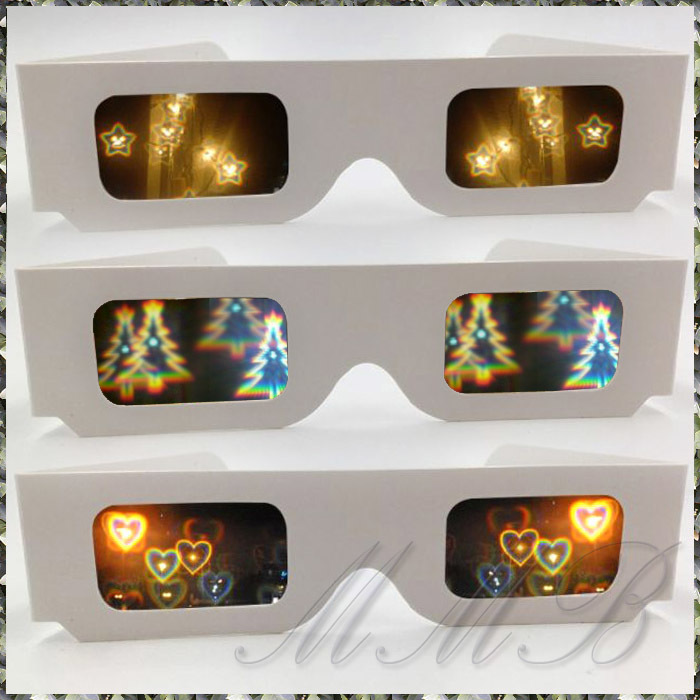 Rainbow Prism 3d Glasses night . glasses romance сhick illumination glass glasses flower fire glasses 3 pcs set [ free shipping ]