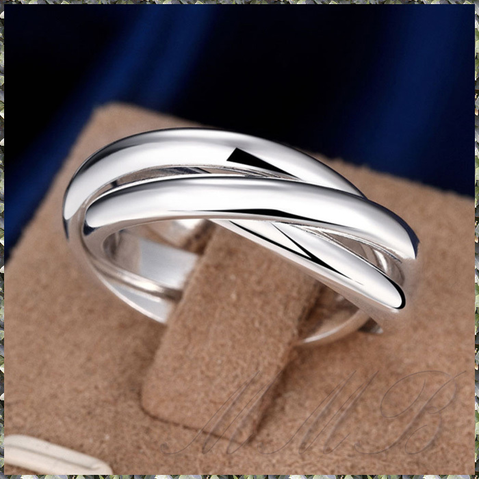 [RING] Silver Plated High Polished 3 Circles Trinity ハイポリッシュ 3連 トリニティ エレガント シルバー リング 14号 (6g) 送料無料の画像1