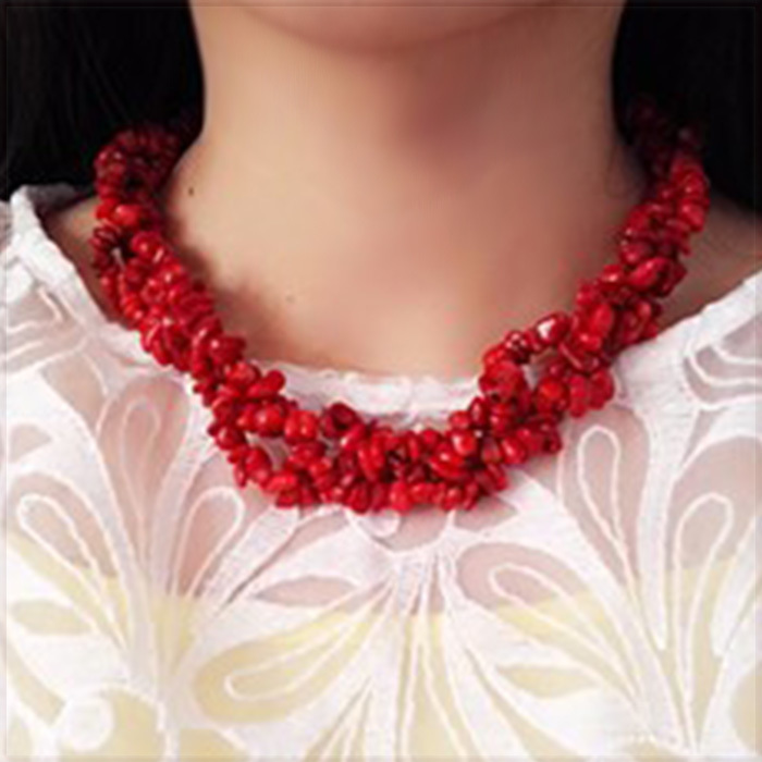 [NECKLACE] Natural Red Sea Coral Chip ナチュラル 赤珊瑚 イレギュラー チップ 螺旋 チョーカー ショート ネックレス 42cm 【送料無料】_画像6
