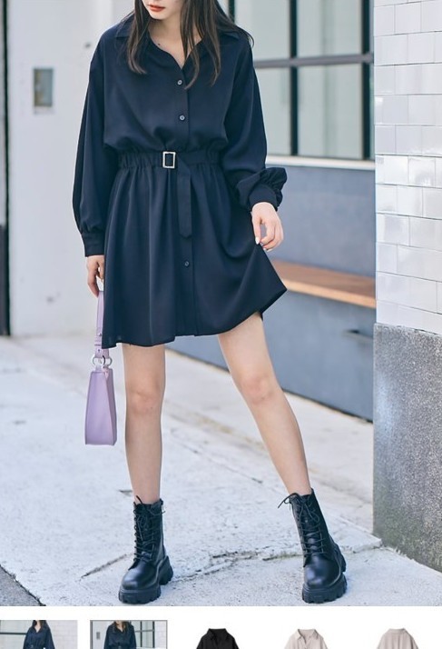 新品タグ付き GRL ベルトデザインシャツワンピース Lサイズ 新品タグ付き GRL ベルトデザインシャツワンピース Lサイズ