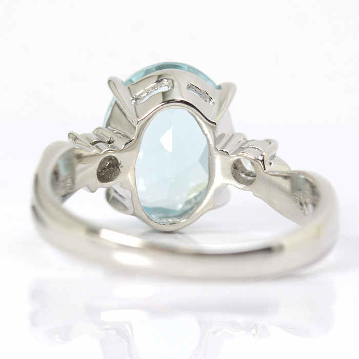  natural aquamarine ring 2.48/0.08ct Pt900 8 number platinum large grain so-ting attaching ring 18923