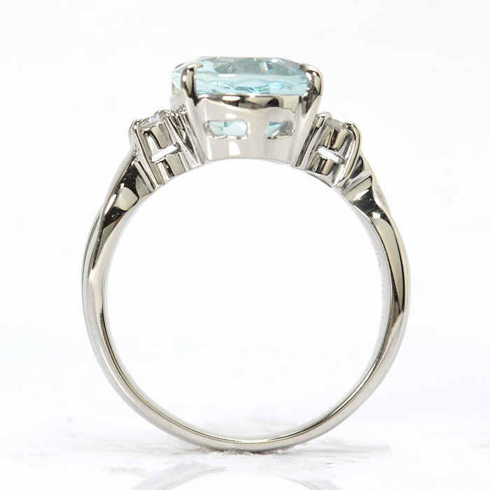天然 アクアマリン リング 2.48/0.08ct Pt900 8号 プラチナ 大粒