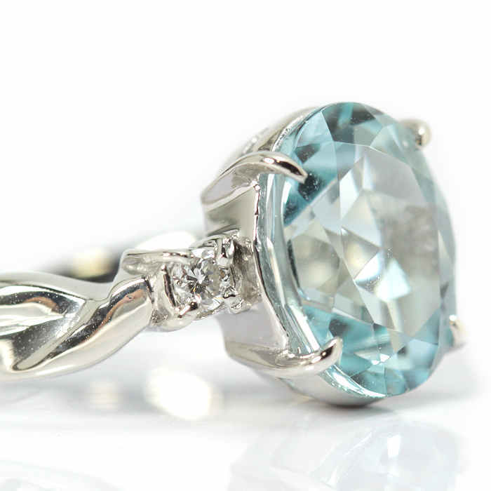  natural aquamarine ring 2.48/0.08ct Pt900 8 number platinum large grain so-ting attaching ring 18923