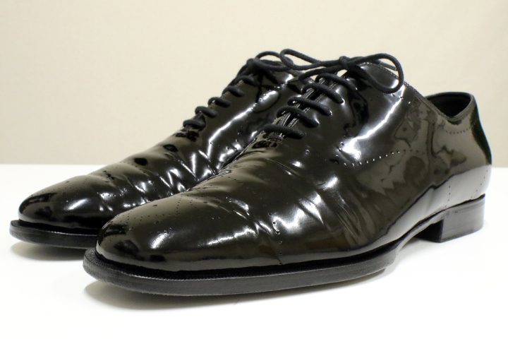 幅広 GUCCI トム・フォード期 エナメル オックスフォード TOM FORD ドレス シューズ パテント レザー グッチ フォーマル 革靴 メンズ  黒