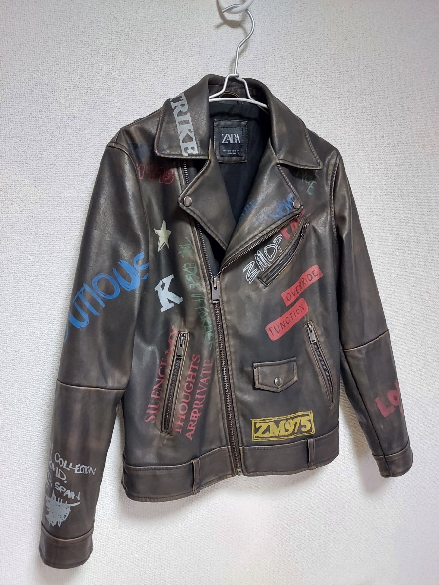ZARA ライダースジャケット M(US) お手入れ楽々 フェイクレザー ZARA ライダースジャケット M(US) お手入れ楽々 フェイクレザー
