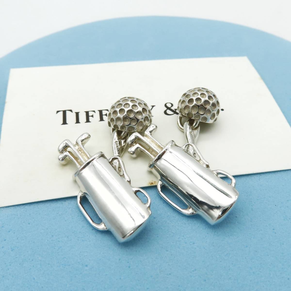  rare beautiful goods Tiffany&Co. Tiffany Golf bag ball silver cuffs links SV925 men's suit QQ39