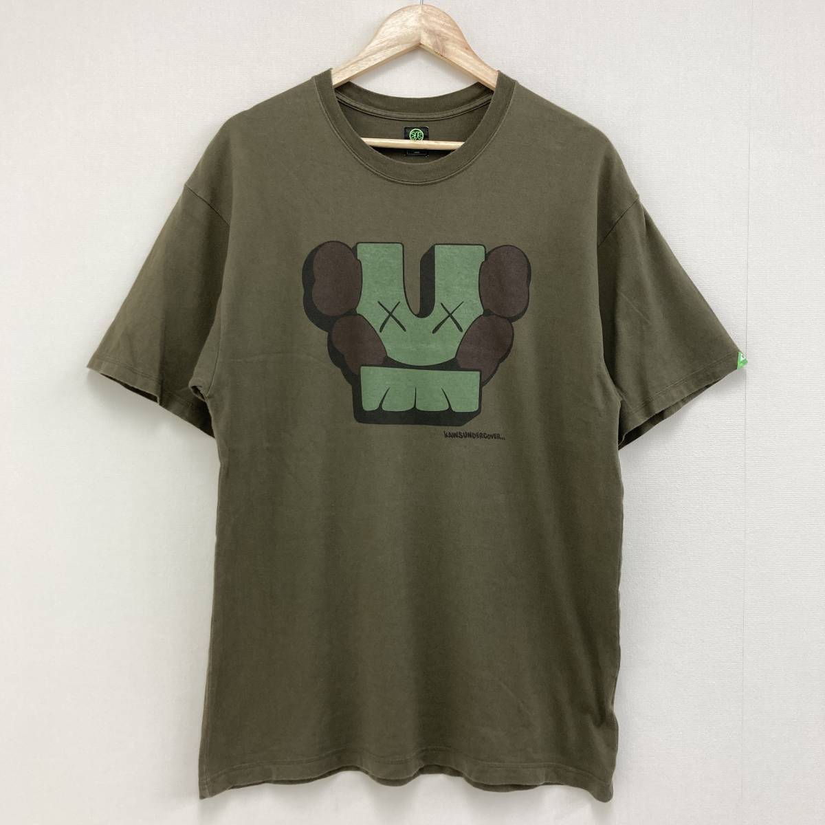 初期 レア UNDERCOVER KAWS 00ss スカル Uロゴ Tシャツ カーキ Lサイズ アンダーカバー カウズ 半袖 カットソー Tee archive 2090049