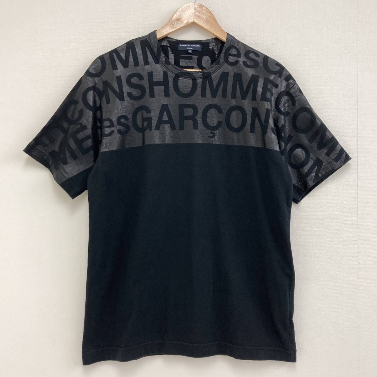 AD2004 COMME des GARCONS HOMME ロゴ Tシャツ ブラック 黒 Mサイズ コムデギャルソンオム 半袖 カットソー archive 2060332_画像1