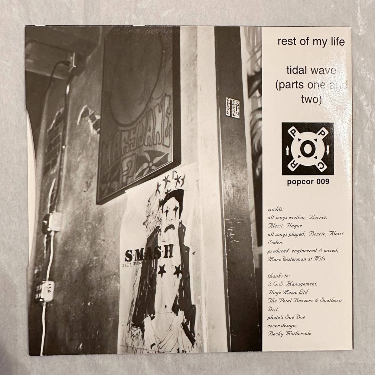 ■1995年 UK盤 オリジナル 新品 S*M*A*S*H - Rest Of My Life / Tidal Wave (Parts One And Two) 7”EP Limited Edition POPCOR 009_画像2