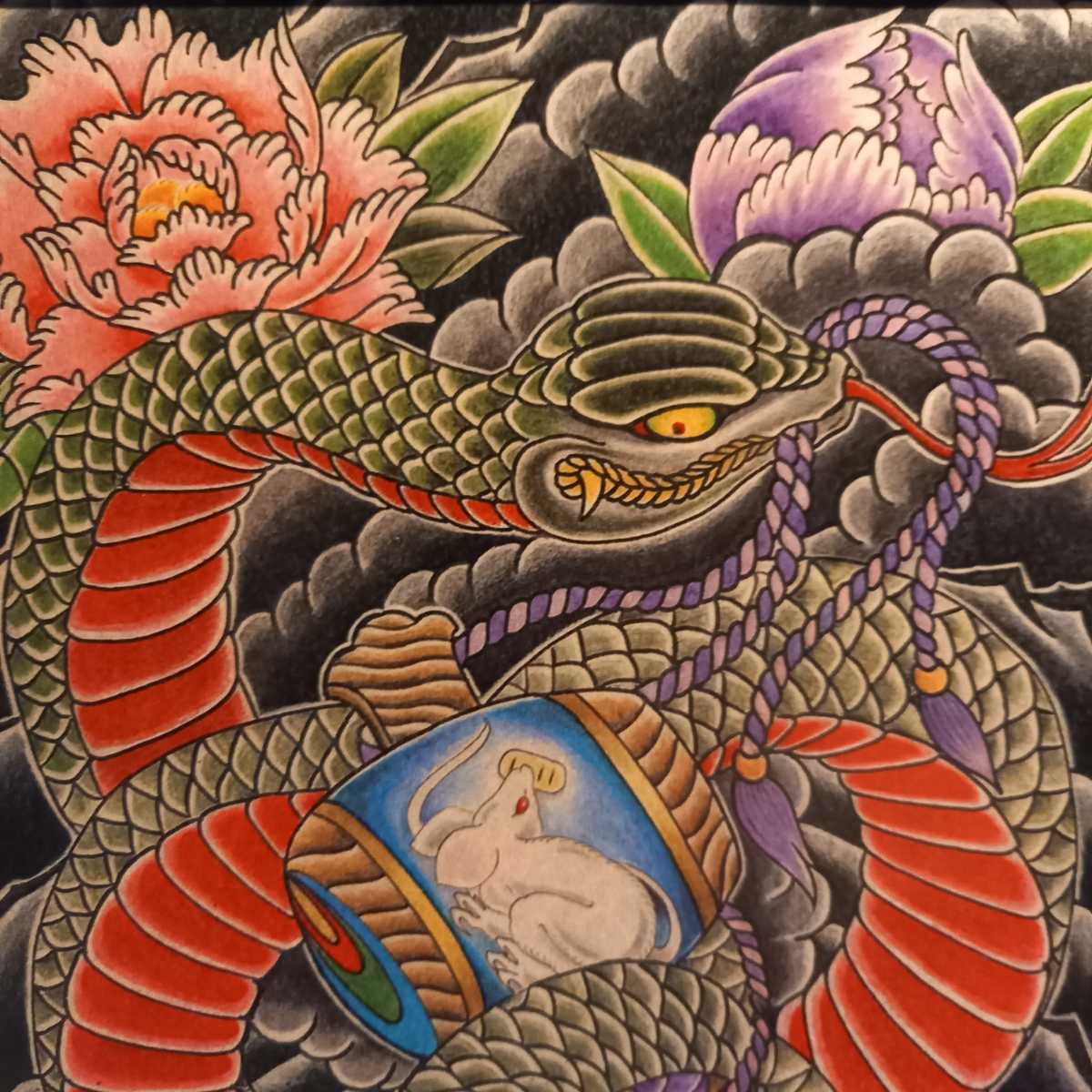 武松虎退治」A4サイズ TATTOO フラッシュ 達磨 厄除け 和柄 開運