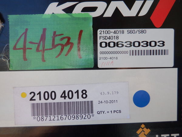 未使用 在庫有 KONI コニ FSD VOLVO ボルボ S60 RB S80 TB サスペンション サス ショック 1台分 2100-4018_画像4